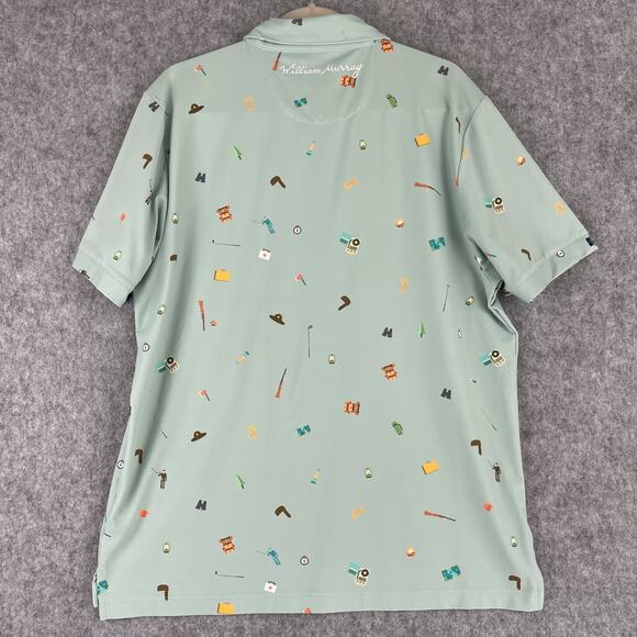 William Murray Polo Golf Shirt Mens Large Green Happy Glamper Camp Performance - Picture 8 of 13